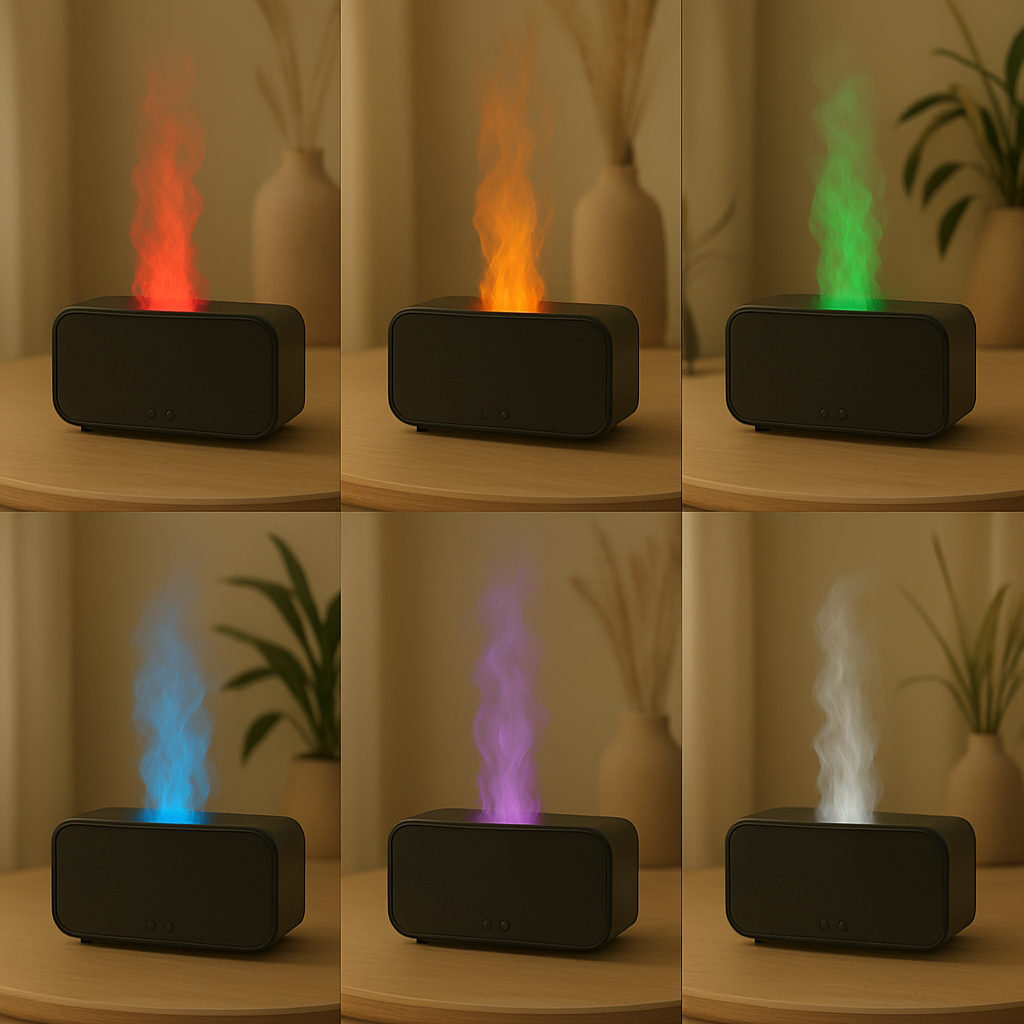 Diffuseur d'Aromathérapie à Flamme Colorée - Humidificateur d'Air Ultrasonique pour une Ambiance Relaxante