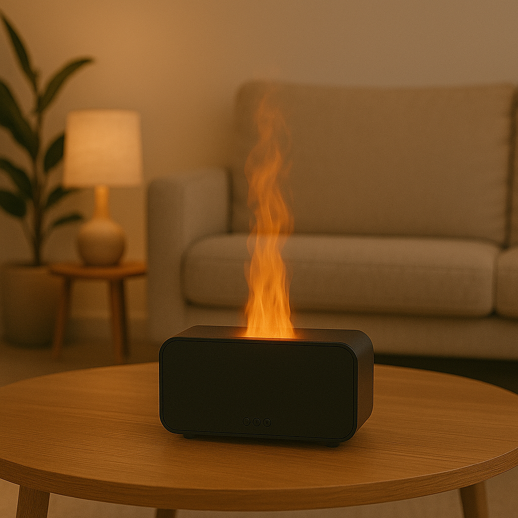 Diffuseur d'Aromathérapie à Flamme Colorée - Humidificateur d'Air Ultrasonique pour une Ambiance Relaxante