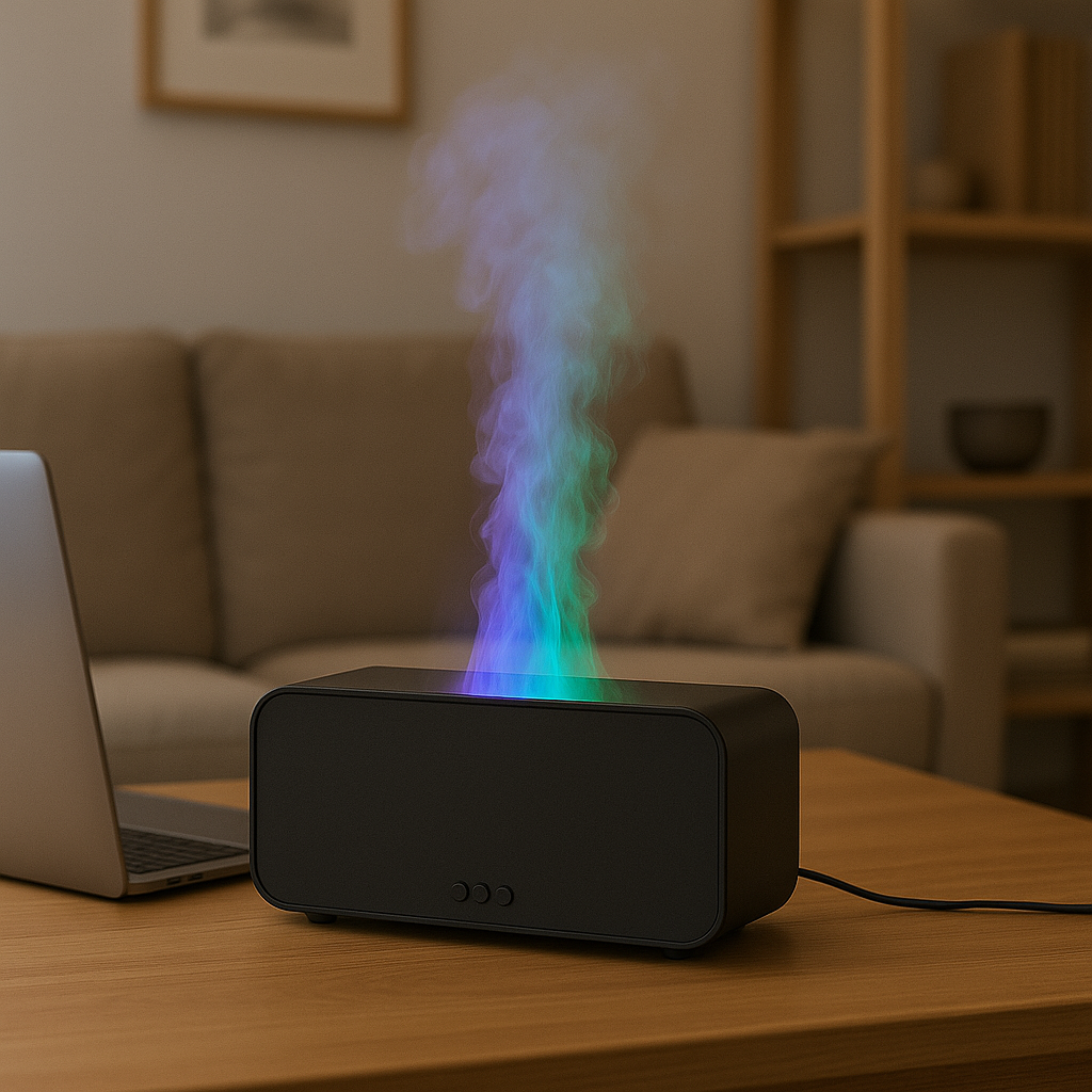 Diffuseur d'Aromathérapie à Flamme Colorée - Humidificateur d'Air Ultrasonique pour une Ambiance Relaxante